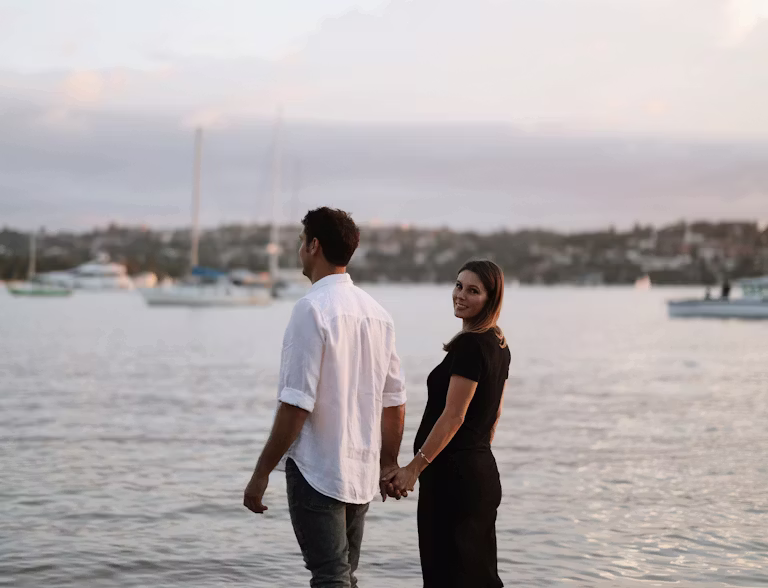 Couple walking on beach